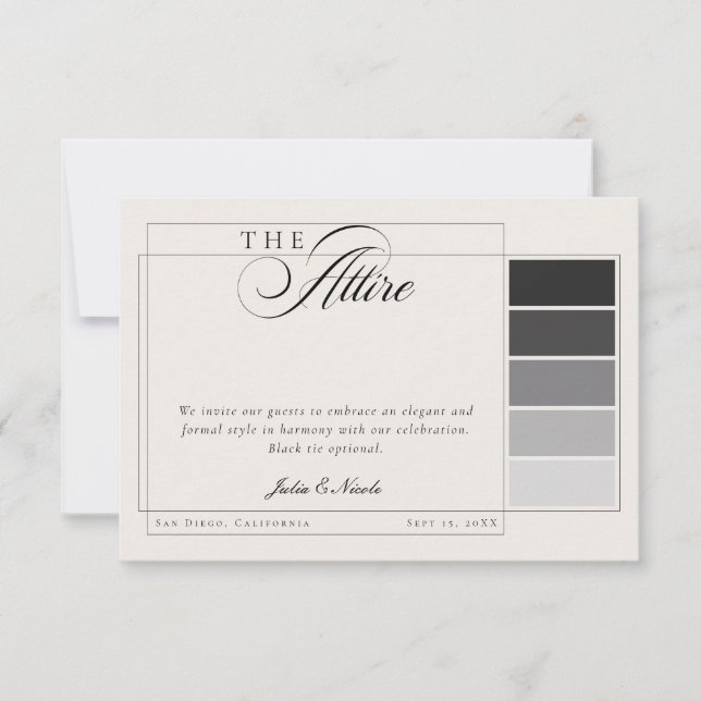 Invitation Code de tenue formelle calligraphie ivoire noir cl (Devant)