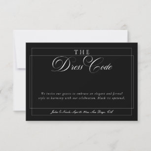 Invitation Code de tenue formelle calligraphie ivoire noir cl