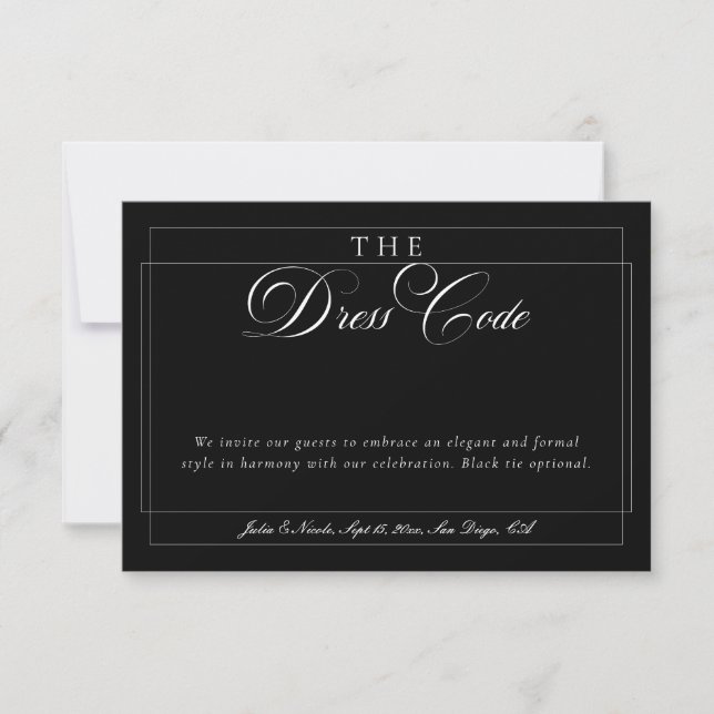 Invitation Code de tenue formelle calligraphie ivoire noir cl (Devant)