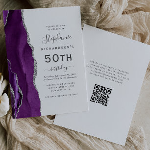 Invitation Code QR Agate Argent Violet 50e Anniversaire