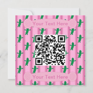 Invitation Code QR amusant et fantaisie de chiche rose