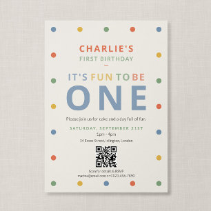 Invitation Code QR Amusant Pour Être Un Premier Anniversaire 