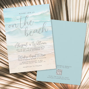 Invitation Code QR aquarelle sur le mariage à la plage
