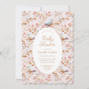 Invitation Code QR Baby shower fille rose hiver