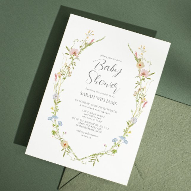 Invitation Code QR Baby shower Fleur sauvage neutre pour les  (Spring Blooms: A Floral Baby Shower Celebration!)