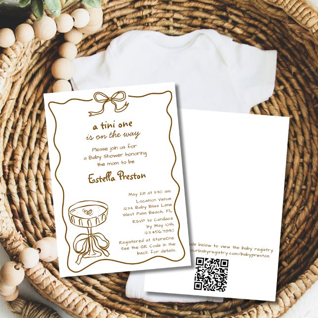Invitation Code QR Baby Shower Martini Fantaisiste et Funky (Créateur téléchargé)