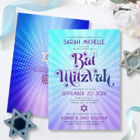 Code QR Bat Mitzvah Rétro Dégradé Bleu Violet Amus
