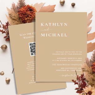 Invitation Code QR Beige Tout en un minimaliste moderne Maria