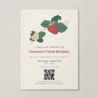 Invitation Code QR Berry Sweet Anniversaire de la Fraise