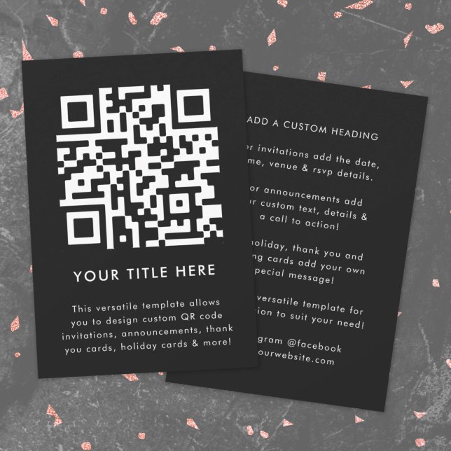 Invitation Code QR | Black Modern Minimalist Stlish Scan Me (Modern sleek QR code black invitation template by Guava - versatile, stylish, and customizable)