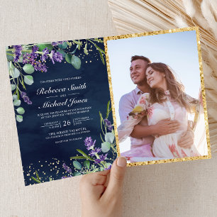 Invitation Code QR Bleu Marine à la Lavande Eucalyptus pour M