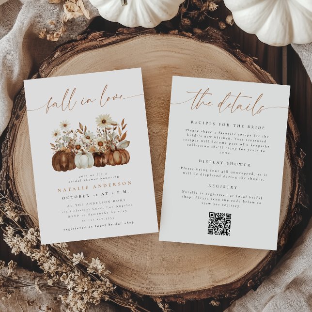 Invitation Code QR Boho Floral Automne Tout-en-Un pour Enterr (Créateur téléchargé)
