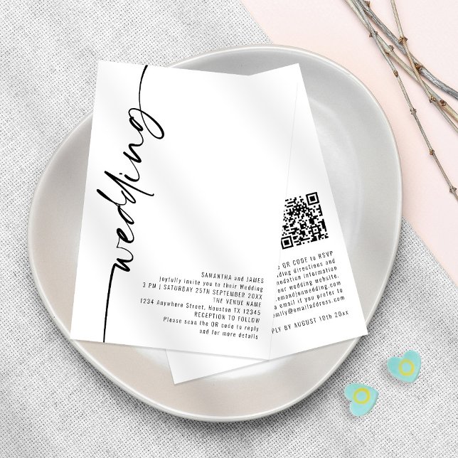 Invitation Code QR Calligraphié Élégant Toute Couleur Mariage (Créateur téléchargé)