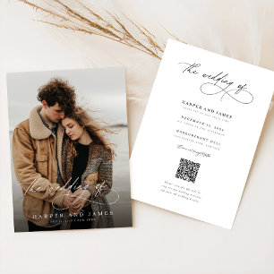 Invitation Code Qr Calligraphie Photo Mariage Romantique