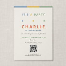 Code QR C'est une fête d'anniversaire colorée pour