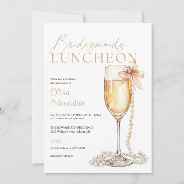 Invitation Code QR Champagne pour le déjeuner des demoiselles (Devant)