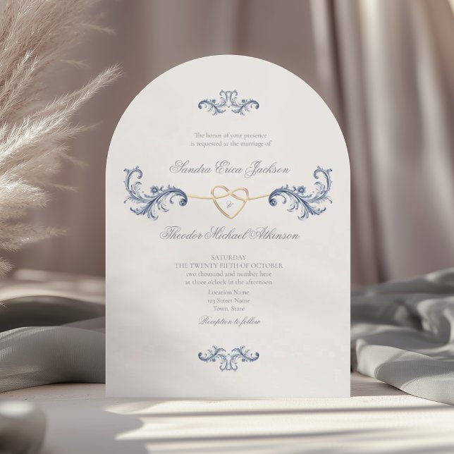 Invitation Code QR Classique Bleu Poussiéreux de Mariage (Créateur téléchargé)