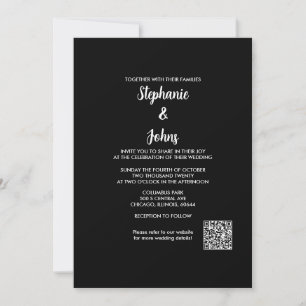 Invitation Code QR Classique Noir Blanc Script 2024 Mariage