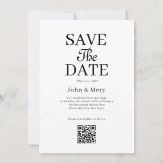 Invitation Code QR Classique Photo Mariage Enregistrer La Dat