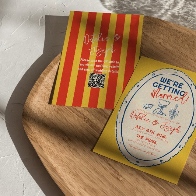 Invitation Code QR coloré Mariage à main dessiné illustré (Créateur téléchargé)
