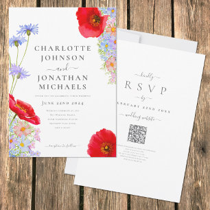 Invitation Code QR couleur Fleur sauvage aquarelle Boho