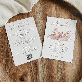 Invitation Code QR Coup de foudre rose pour mariage tout-en-u