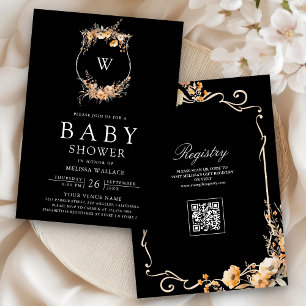 Invitation Code QR Crête de Fleur Sauvage d'Automne Baby Show