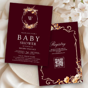 Invitation Code QR Crête de fleurs sauvages d'automne Baby Sh