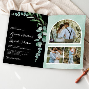 Invitation Code QR de collage de photo d'eucalyptus Mariage n