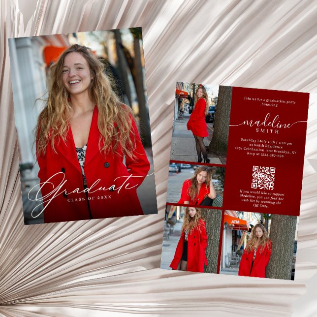 Invitation Code QR de collage photo fête de fin d'études Bour (Créateur téléchargé)