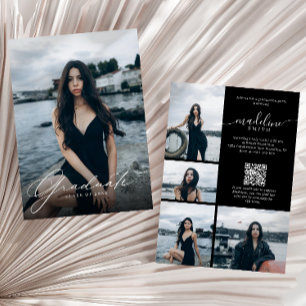 Invitation Code QR de collage photo noir blanc Fête de fin d'