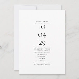 Invitation Code QR de date de mariage minimaliste noir et bla