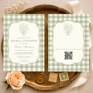 Invitation Code QR de déjeuner de mariage à ruban floral Ging