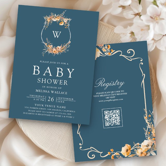 Invitation Code QR de fleurs sauvages d'automne Baby Shower B (Créateur téléchargé)