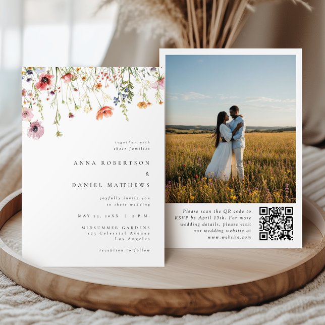 Invitation Code QR de fleurs sauvages élégantes d'été pour ma (Créateur téléchargé)
