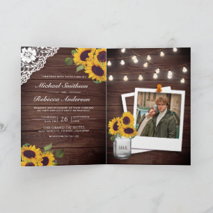 Invitation Code QR de guirlandes de tournesols en dentelle de