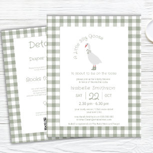 Invitation Code QR de la Baby Shower Sage Green Silly Little