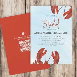 Invitation Code QR de la douche de mariée à l'aquarelle Red L