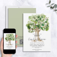 Code QR de la famille de l'arbre aquarelle