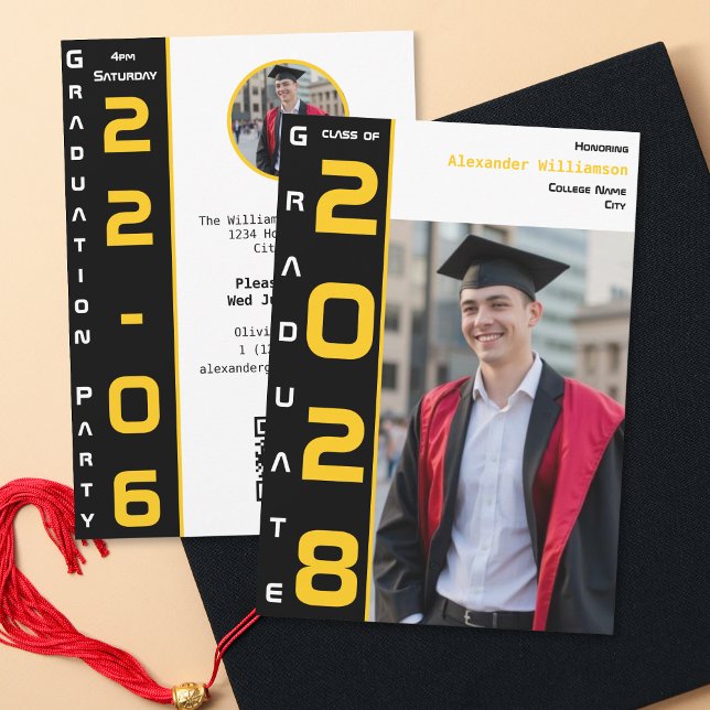 Invitation Code QR de la fête de remise des diplômes jaune no (Créateur téléchargé)
