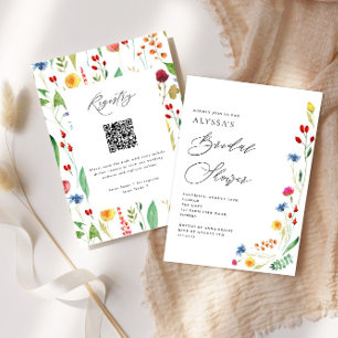 Invitation Code QR de la Fête des mariées de pré fleur sauvag