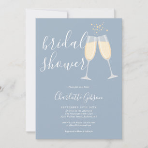 Invitation Code QR de la fête prénuptiale au champagne Bleu P