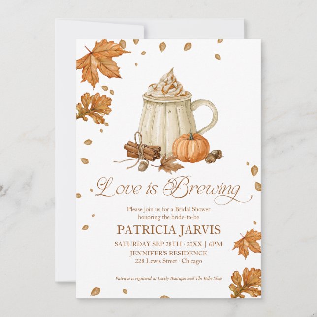 Invitation Code QR de la fête prénuptiale automnale "L'amour  (Devant)
