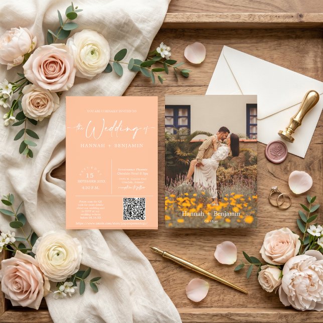 Invitation Code QR de la photo de l'arche de mariage minimali (Créateur téléchargé)