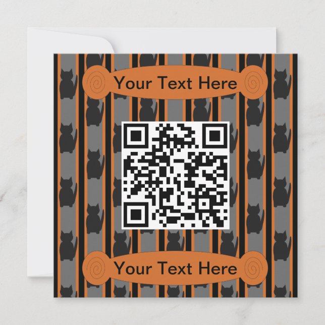 Invitation Code QR de la silhouette de chat drôle et chic pou (Devant)