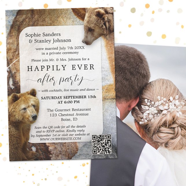 Invitation Code QR de l'ours boho Photo après l'invitation de (Créateur téléchargé)