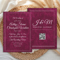 Code QR de luxe en velours bordeaux blanc monogram