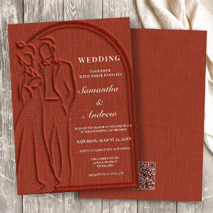 Invitation Code QR de mariage à l'arche en terre cuite