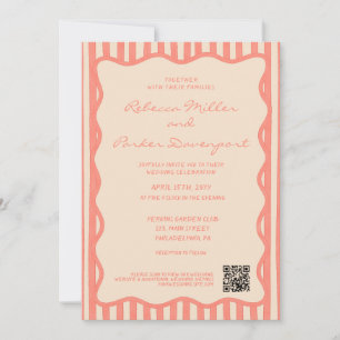 Invitation Code QR de mariage à rayures peintes fantaisistes