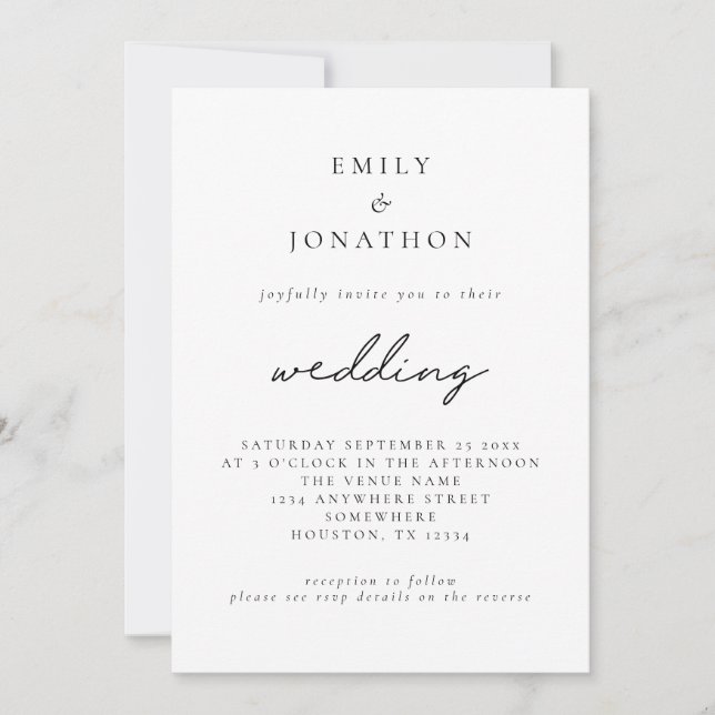 Invitation Code QR de mariage à script simple (Devant)